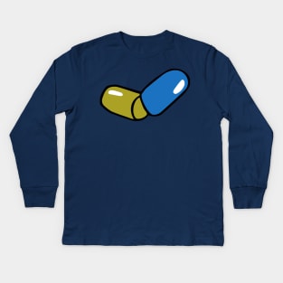 PILL BLUE YELLOW Kids Long Sleeve T-Shirt